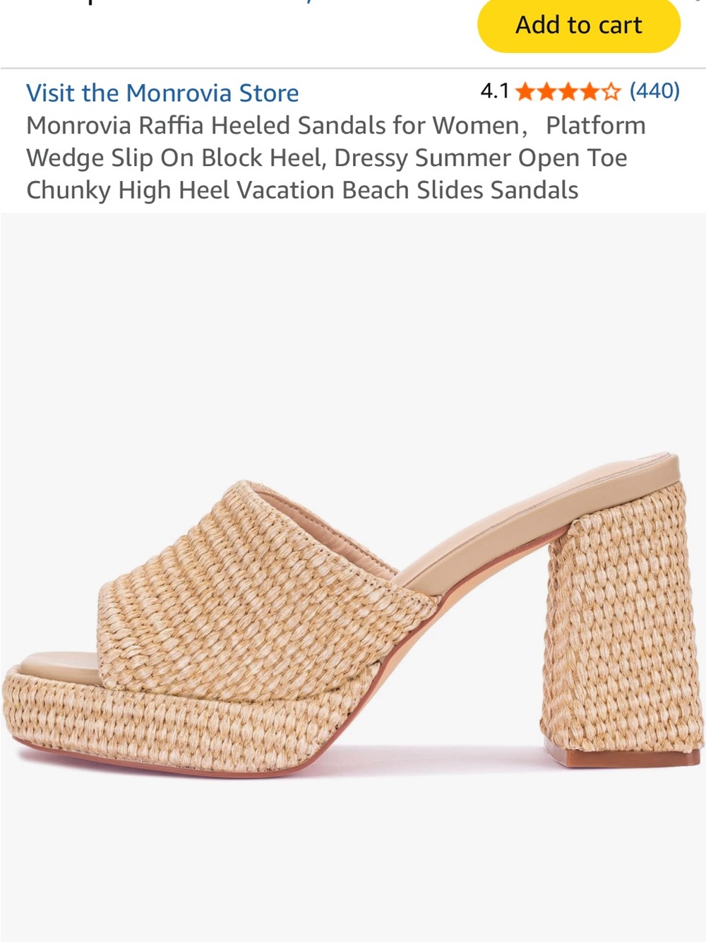 Raffia Chunky Heel Sandals - Natural Raffia